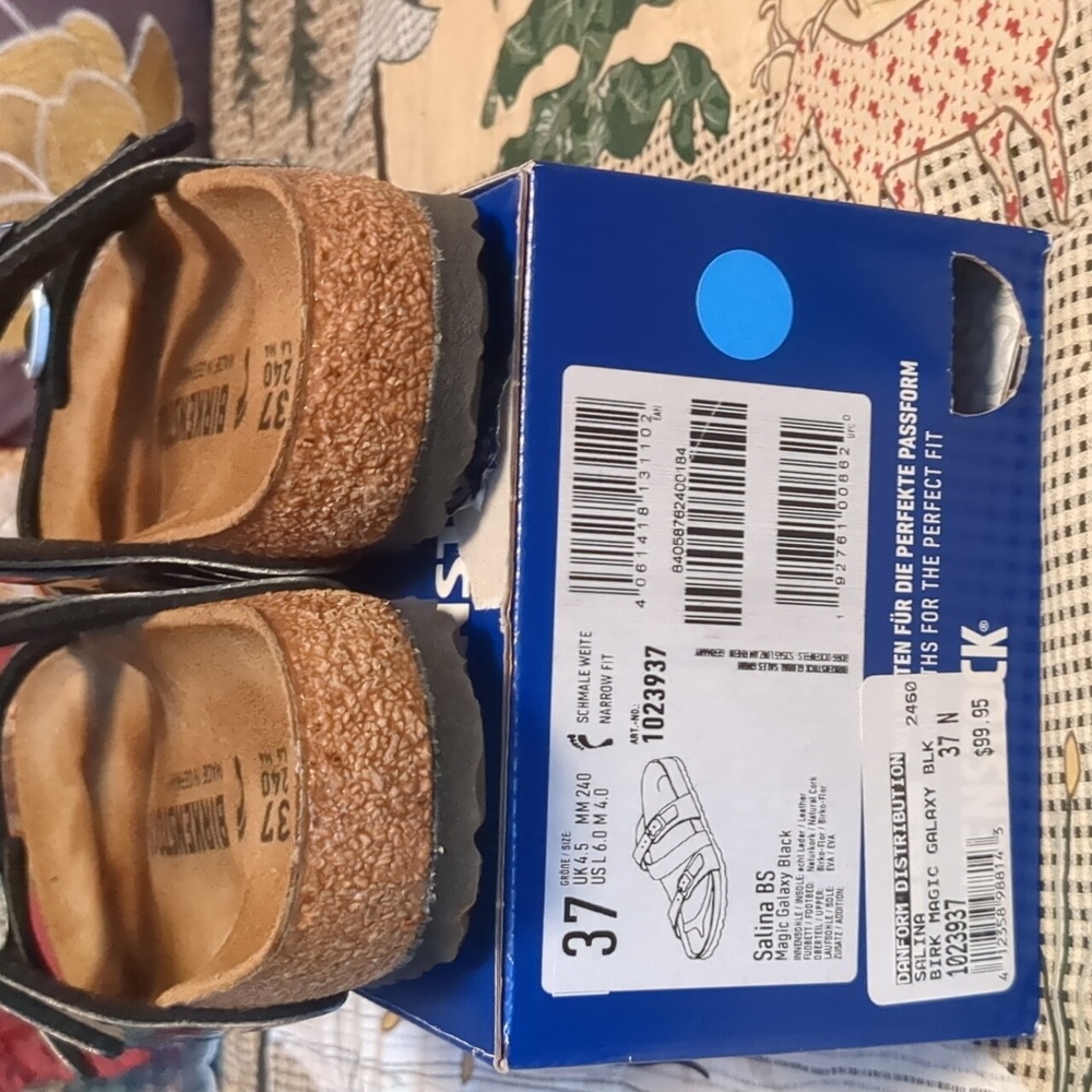 Birkenstock Salina Black Sandals with Adjustable Straps & Cork Footbed Size 37N - Picture 3 of 12